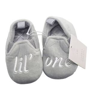 NWOT Lauren Conrad Infant Baby Gray Velour Bow Mini Slippers Size 3 9–12 Months